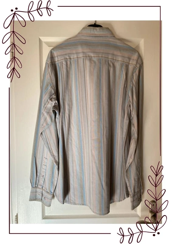 Beige long-sleeved shirt with blue & brown stripes XL Jules – photo 6